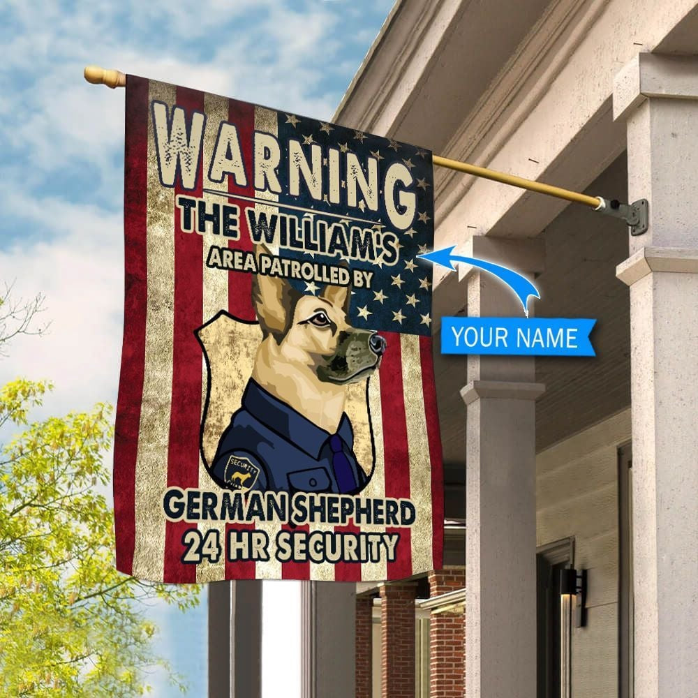 Personalized Dog Flags, Patrolled By German Shepherd Flag, Dog Flags Outdoor, Garden Flags Dogs, Dog House Flags