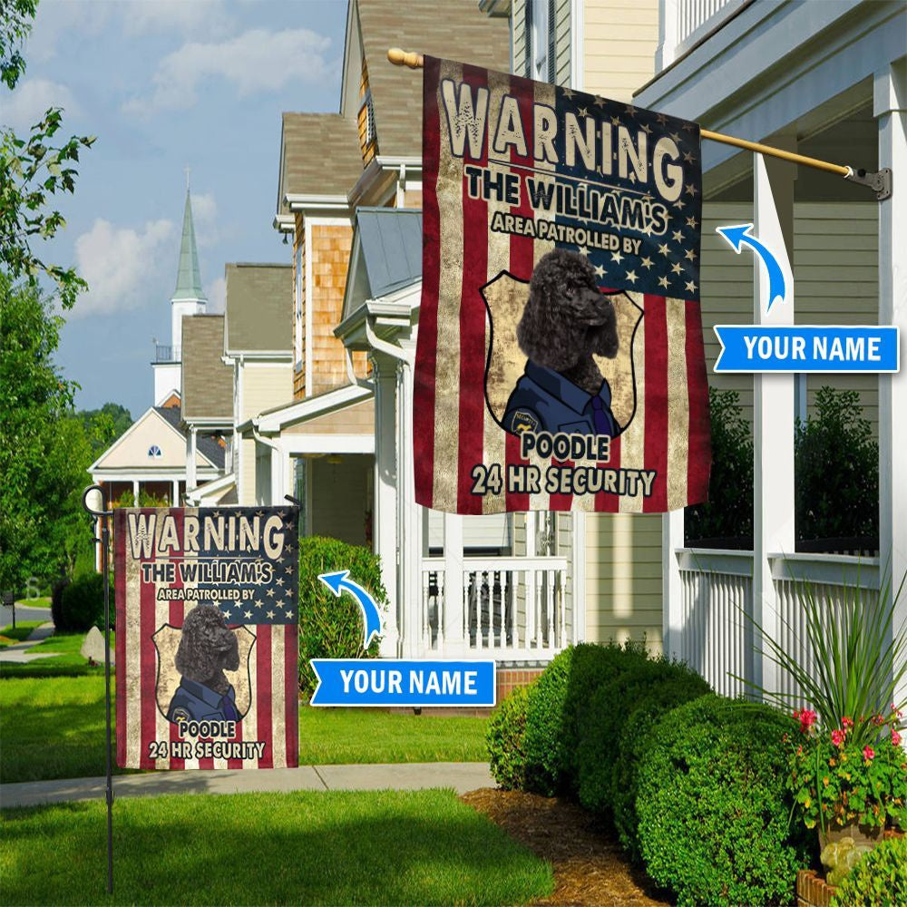 Personalized Dog Flags, Patrolled By Poodle Flag, Dog Flags Outdoor, Garden Flags Dogs, Dog House Flags