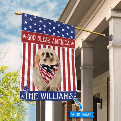 Personalized Dog Flags, Pekingese God Bless America Flag, Dog Flags Outdoor, Garden Flags Dogs, Dog House Flags
