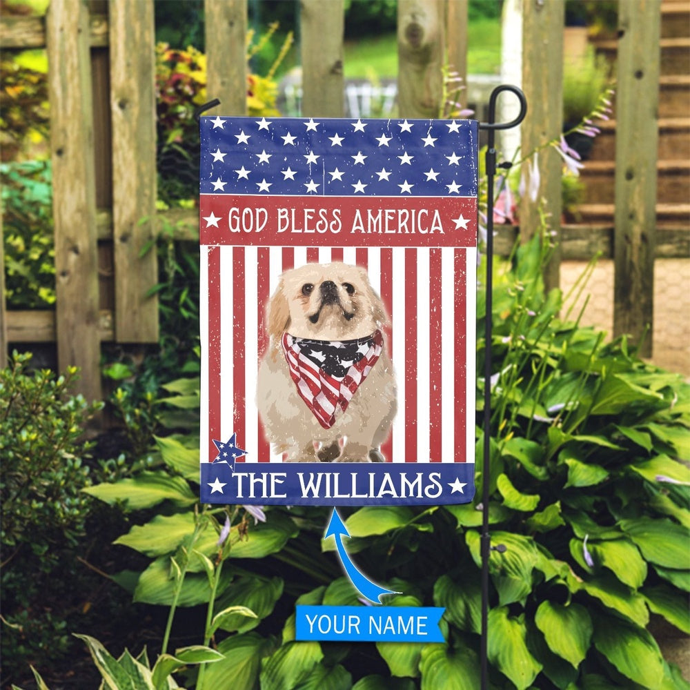 Personalized Dog Flags, Pekingese God Bless America Flag, Dog Flags Outdoor, Garden Flags Dogs, Dog House Flags
