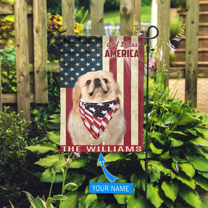 Personalized Dog Flags, Pekingese God Bless America Flag, Garden Flags Dogs, Dog House Flags