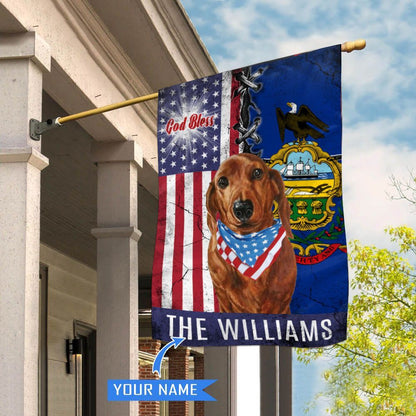 Personalized Dog Flags, Pennsylvania Dachshund God Bless House Flag, Garden Flags Dogs, Dog House Flags