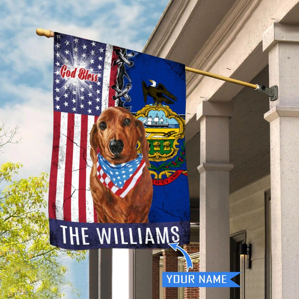 Personalized Dog Flags, Pennsylvania Dachshund God Bless House Flag, Garden Flags Dogs, Dog House Flags