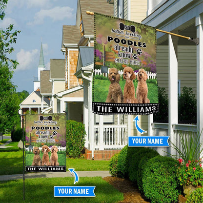 Personalized Dog Flags, Poodle Don't Bother Knocking Flag, Dog Flags Outdoor, Garden Flags Dogs, Dog House Flags