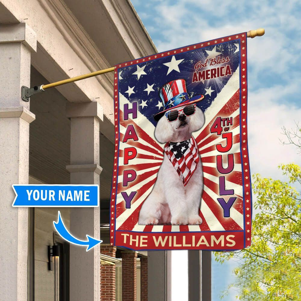 Personalized Dog Flags, Poodle God Bless America, 4th Of July Flag, Garden Flags Dogs, Dog House Flags