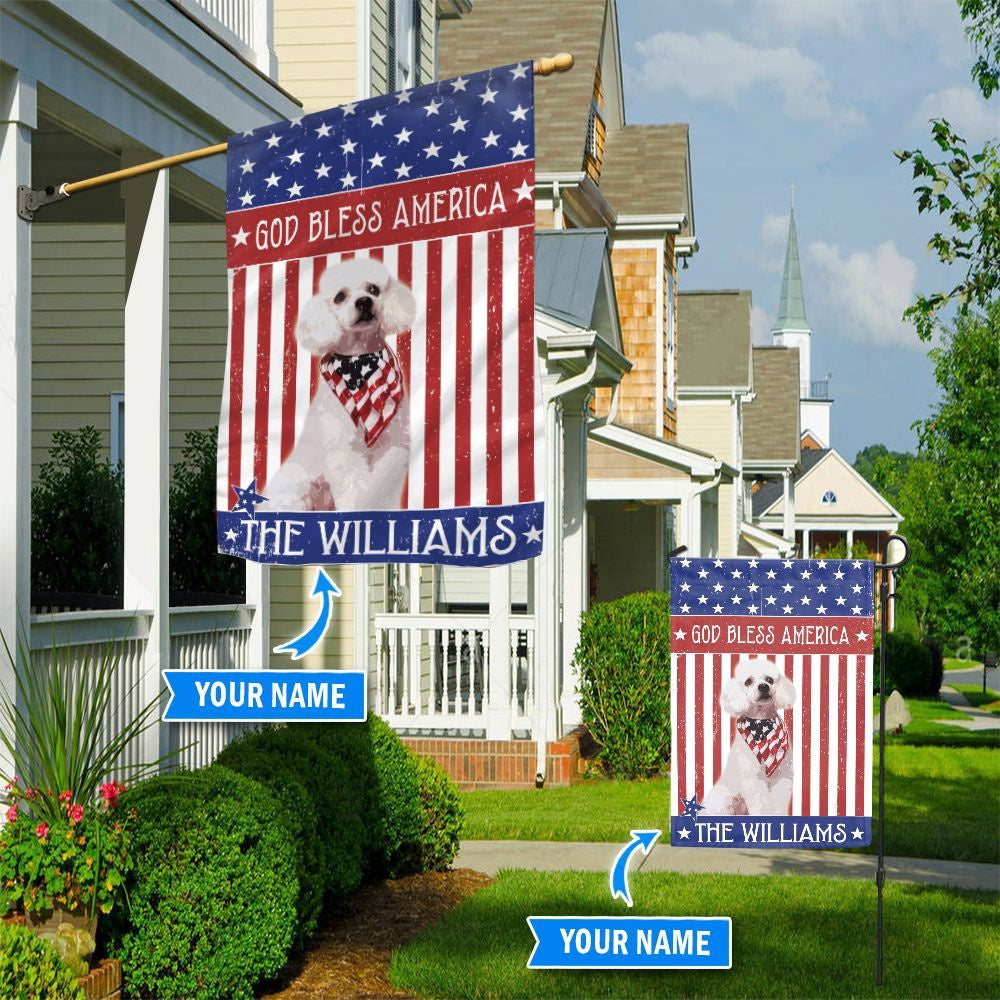 Personalized Dog Flags, Poodle God Bless America Flag, Dog Flags Outdoor, Garden Flags Dogs, Dog House Flags