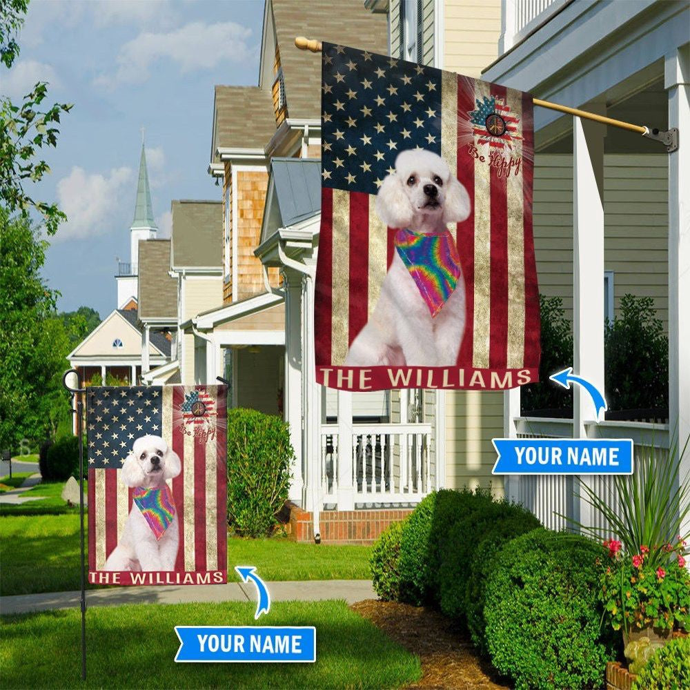 Personalized Dog Flags, Poodle Hippie House Flag, Garden Flags Dogs, Dog House Flags