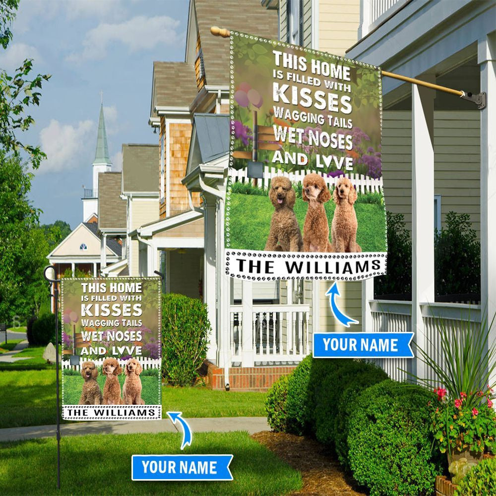 Personalized Dog Flags, Poodle This Home Is Filled With Kisses Flag, Dog Flags Outdoor, Garden Flags Dogs, Dog House Flags