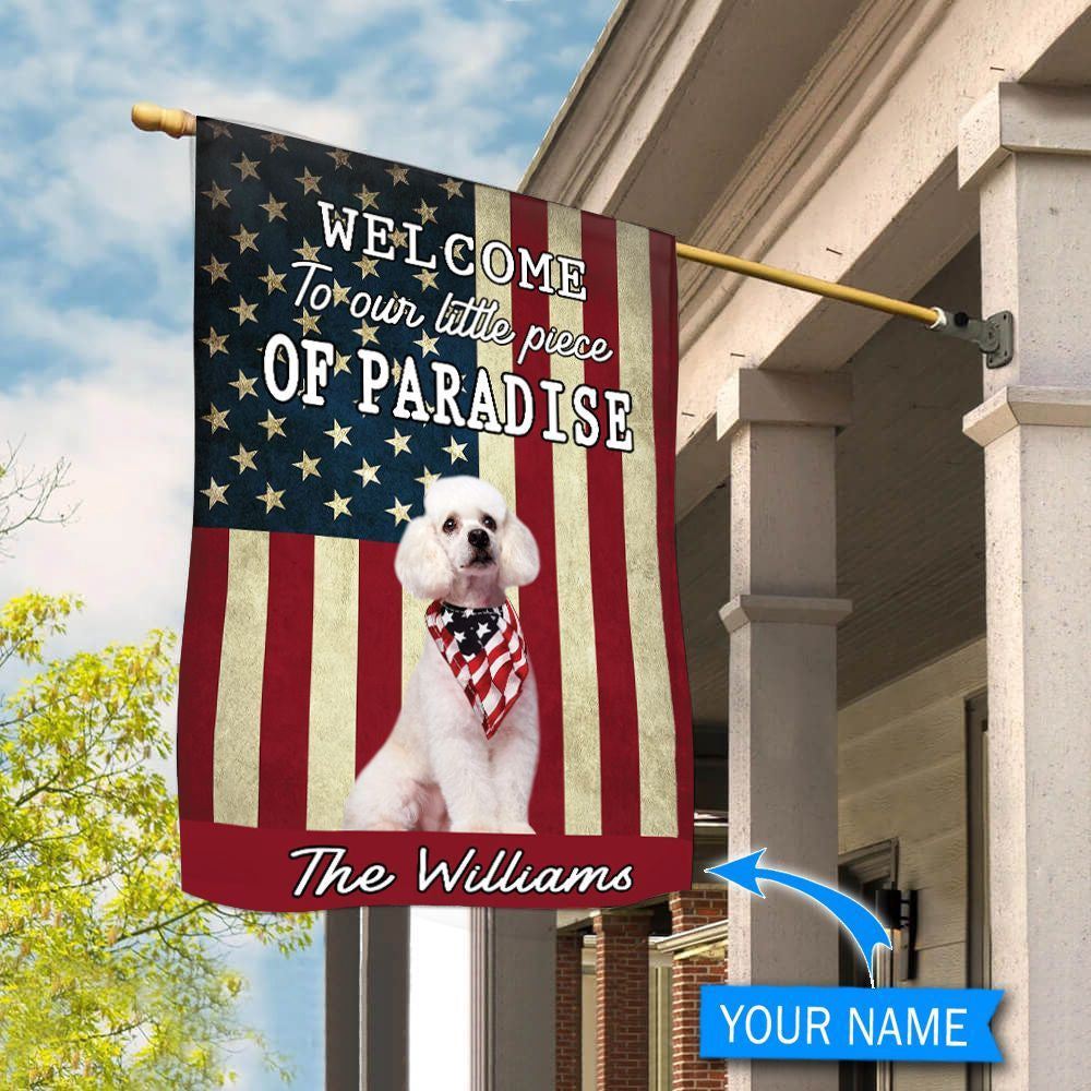 Personalized Dog Flags, Poodle Welcome To Our Paradise Flag, Dog Flags Outdoor, Garden Flags Dogs, Dog House Flags