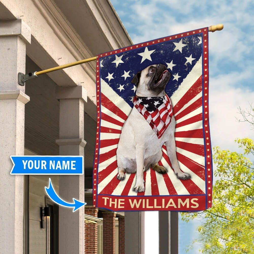 Personalized Dog Flags, Pug Custom Garden Flag, Garden Flags Dogs, Dog House Flags