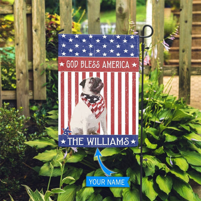 Personalized Dog Flags, Pug God Bless America Flag, Dog Flags Outdoor, Garden Flags Dogs, Dog House Flags