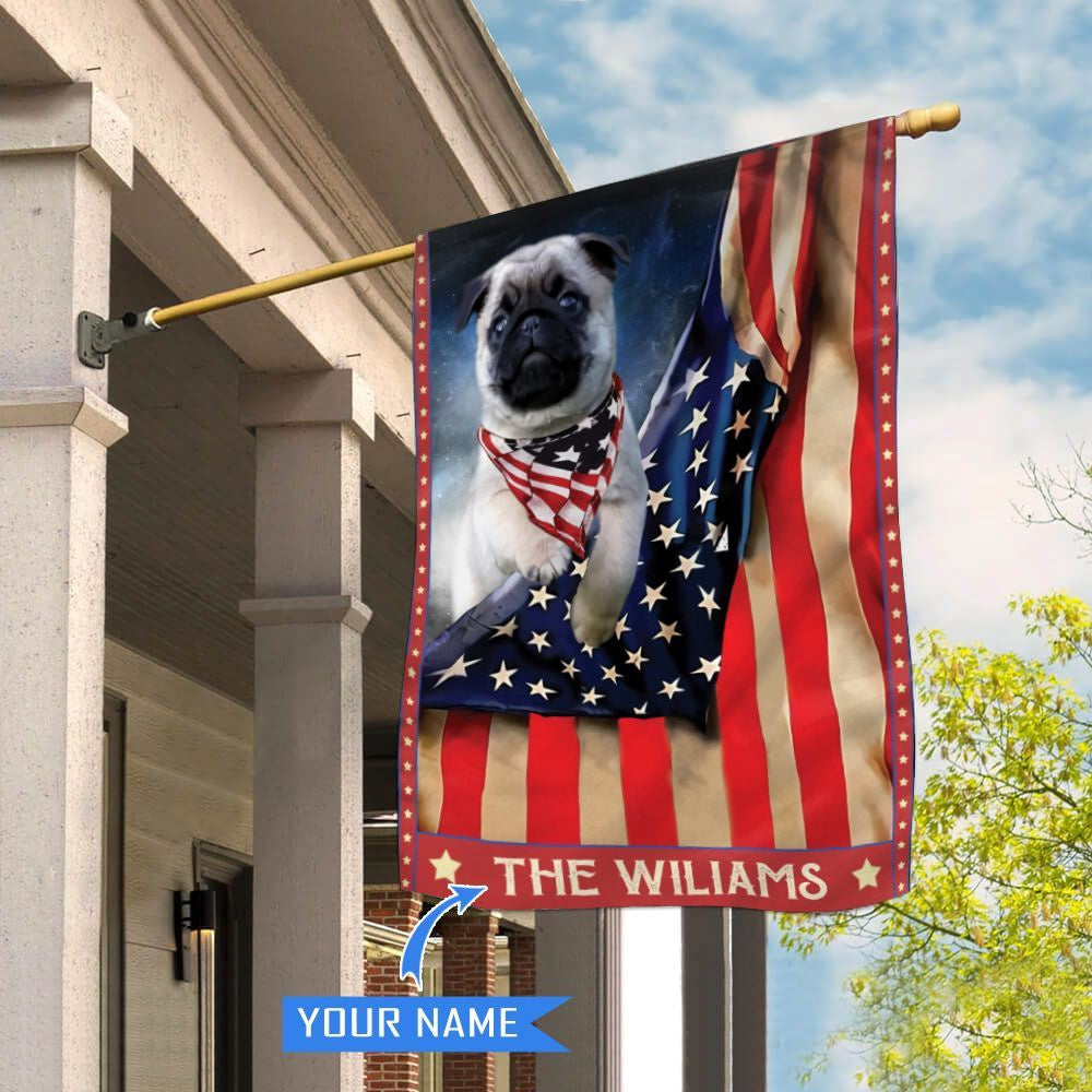 Personalized Dog Flags, Pug House Flag, Dog American Flag, Garden Flags Dogs, Dog House Flags