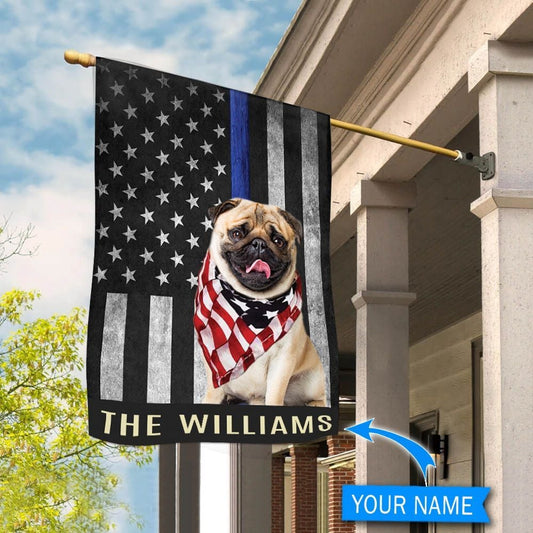 Personalized Dog Flags, Pug Police Flag, Dog Flags Outdoor, Garden Flags Dogs, Dog House Flags