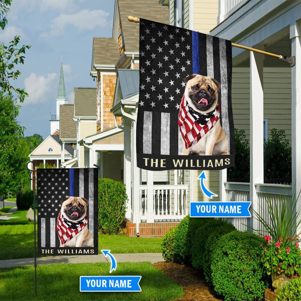 Personalized Dog Flags, Pug Police Flag, Dog Flags Outdoor, Garden Flags Dogs, Dog House Flags