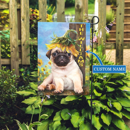 Personalized Dog Flags, Pug Sunflower Flag, Dog Flags Outdoor, Garden Flags Dogs, Dog House Flags