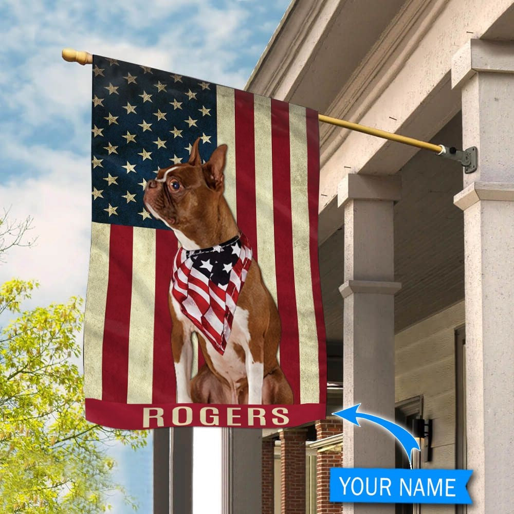 Personalized Dog Flags, Red Boston Terrier Flag, Dog Flags Outdoor, Garden Flags Dogs, Dog House Flags