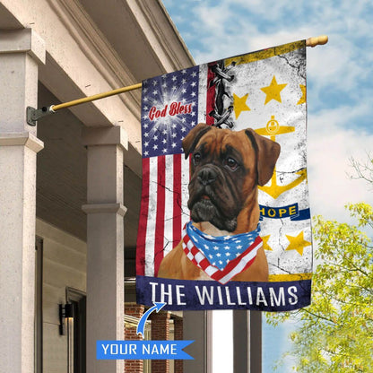 Personalized Dog Flags, Rhode Island Boxer Dog God Bless House Flag, Garden Flags Dogs, Dog House Flags
