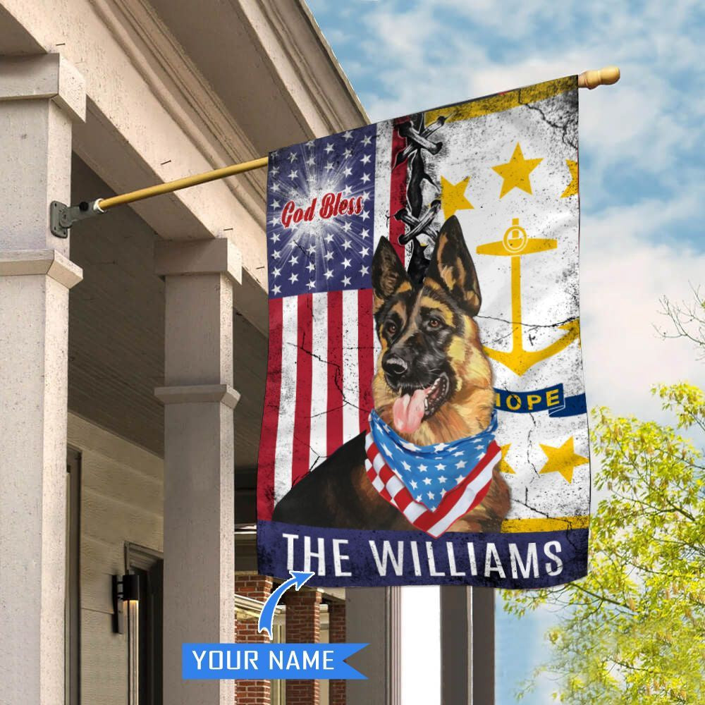 Personalized Dog Flags, Rhode Island German Shepherd God Bless House Flag, Garden Flags Dogs, Dog House Flags