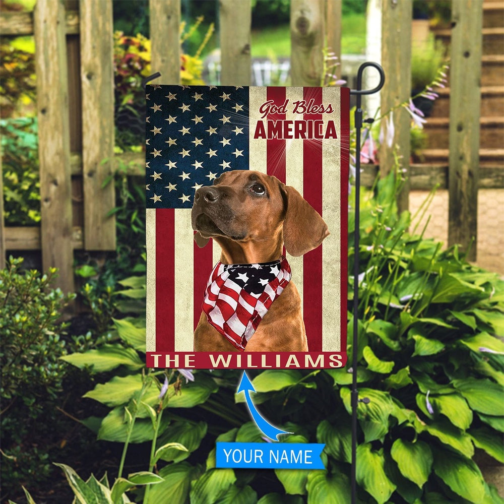 Personalized Dog Flags, Rhodesian Ridgeback God Bless America Flag, Garden Flags Dogs, Dog House Flags