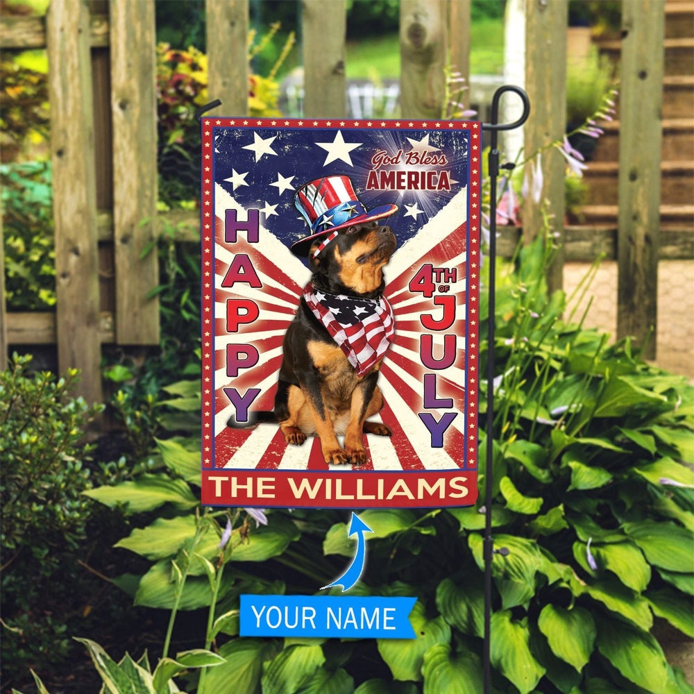 Personalized Dog Flags, Rottweiler God Bless America, 4th Of July Flag, Garden Flags Dogs, Dog House Flags