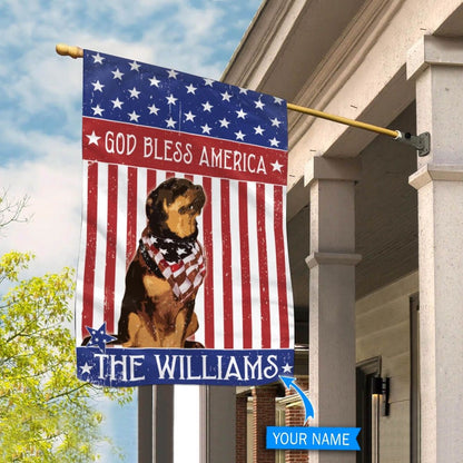 Personalized Dog Flags, Rottweiler God Bless America Flag, Dog Flags Outdoor, Garden Flags Dogs, Dog House Flags