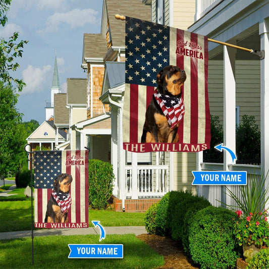 Personalized Dog Flags, Rottweiler God Bless America Flag, Garden Flags Dogs, Dog House Flags