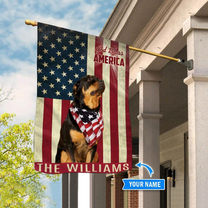 Personalized Dog Flags, Rottweiler God Bless America Flag, Garden Flags Dogs, Dog House Flags