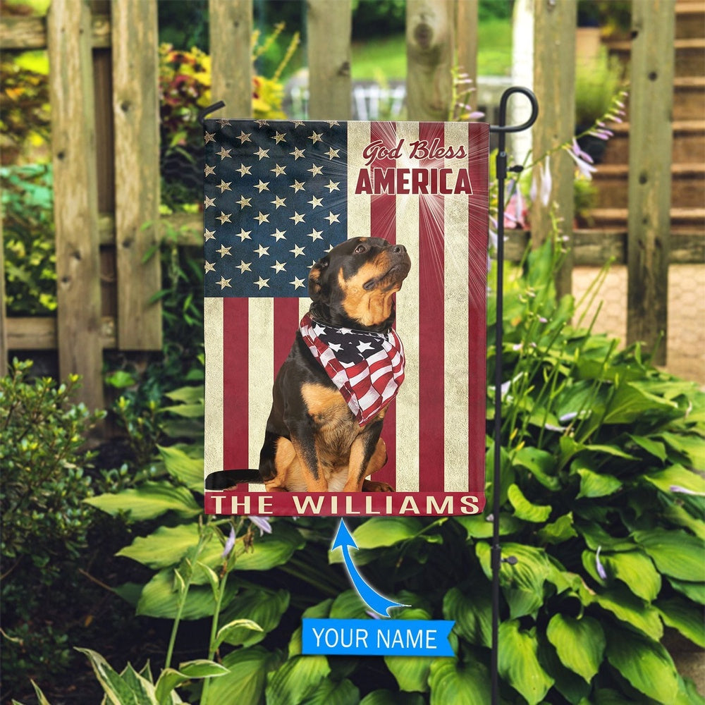 Personalized Dog Flags, Rottweiler God Bless Garden Flag, Garden Flags Dogs, Dog House Flags