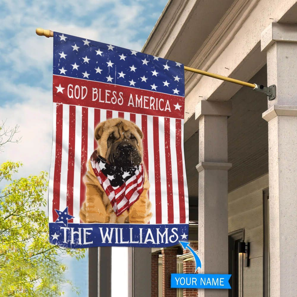 Personalized Dog Flags, Shar Pei God Bless America Flag, Dog American Flag, Garden Flags Dogs, Dog House Flags