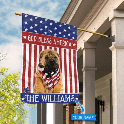 Personalized Dog Flags, Shar Pei God Bless America Flag, Dog American Flag, Garden Flags Dogs, Dog House Flags