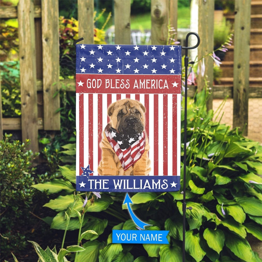 Personalized Dog Flags, Shar Pei God Bless America Flag, Dog American Flag, Garden Flags Dogs, Dog House Flags