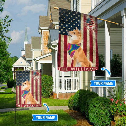 Personalized Dog Flags, Shiba Inu Hippie House Flag, Garden Flags Dogs, Dog House Flags