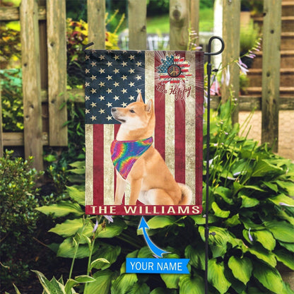 Personalized Dog Flags, Shiba Inu Hippie House Flag, Garden Flags Dogs, Dog House Flags