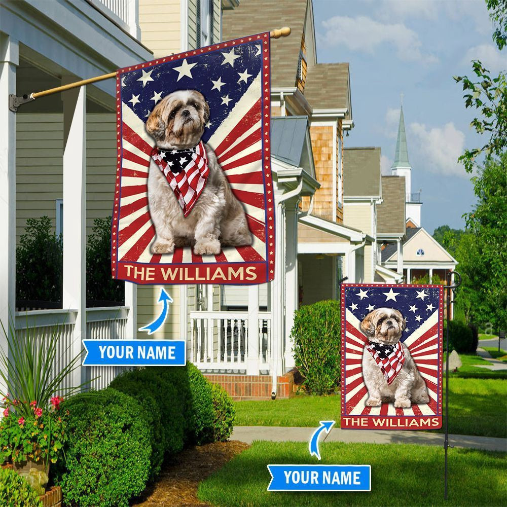 Personalized Dog Flags, Shih Tzu 2 Flag, Garden Flags Dogs, Dog House Flags