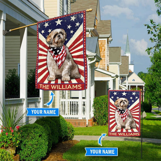 Personalized Dog Flags, Shih Tzu 2 Flag, Garden Flags Dogs, Dog House Flags