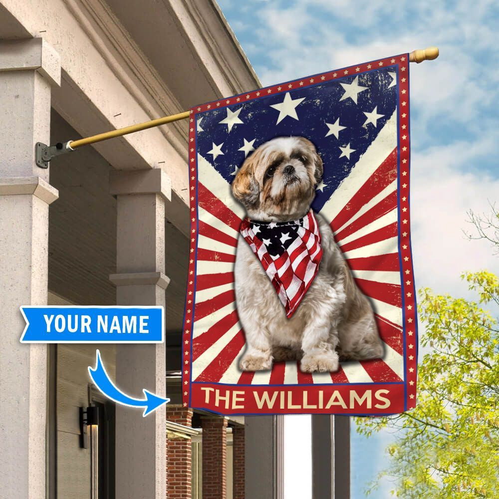 Personalized Dog Flags, Shih Tzu 2 Flag, Garden Flags Dogs, Dog House Flags
