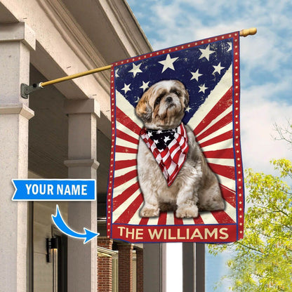 Personalized Dog Flags, Shih Tzu 2 Flag, Garden Flags Dogs, Dog House Flags
