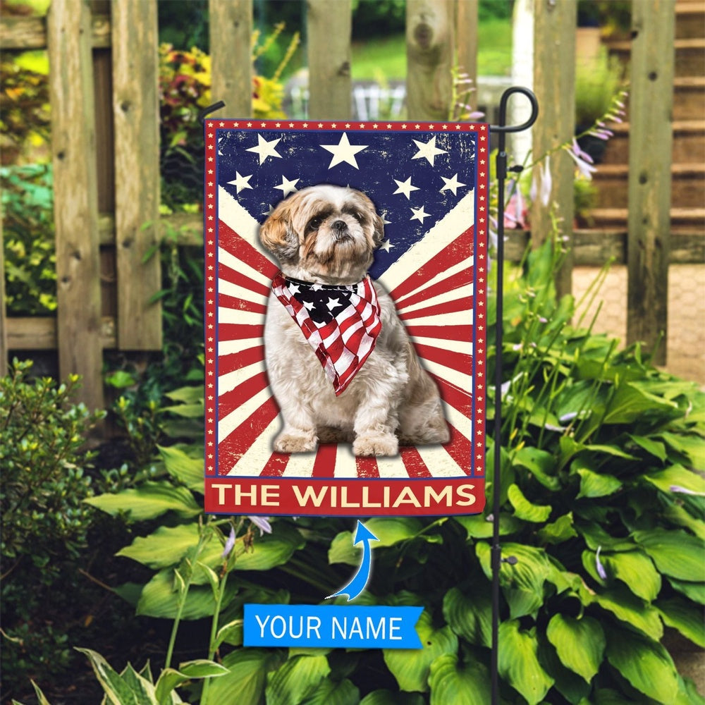 Personalized Dog Flags, Shih Tzu 2 Flag, Garden Flags Dogs, Dog House Flags