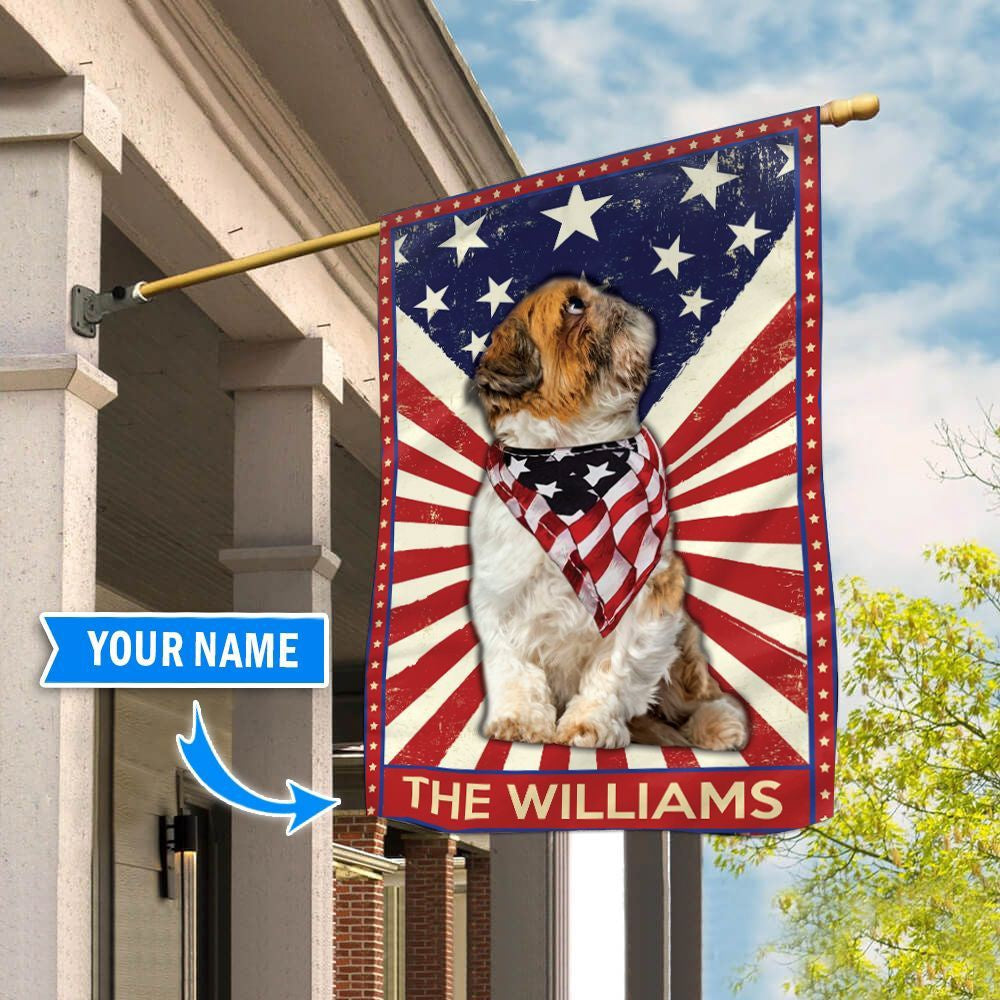Personalized Dog Flags, Shih Tzu Garden Flag, Dog With Flag, Garden Flags Dogs, Dog House Flags