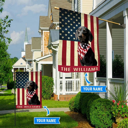 Personalized Dog Flags, Short Hair Black And Tan Dachshund Flag, Garden Flags Dogs, Dog House Flags