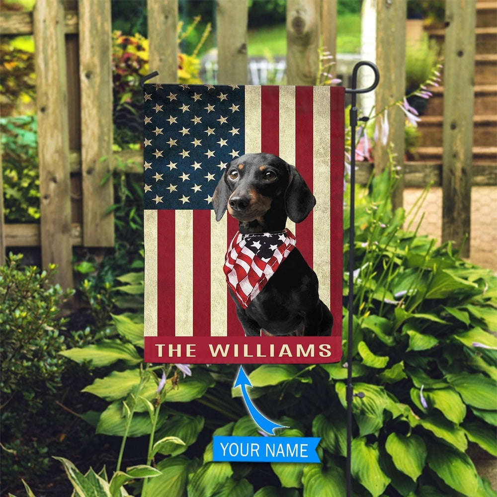 Personalized Dog Flags, Short Hair Black And Tan Dachshund Flag, Garden Flags Dogs, Dog House Flags