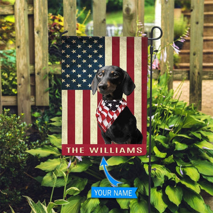 Personalized Dog Flags, Short Hair Black And Tan Dachshund Flag, Garden Flags Dogs, Dog House Flags