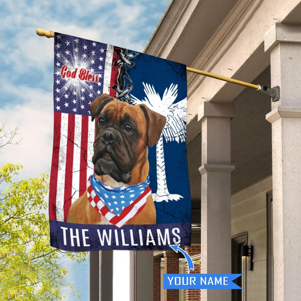 Personalized Dog Flags, South Carolina Boxer Dog God Bless House Flag, Garden Flags Dogs, Dog House Flags