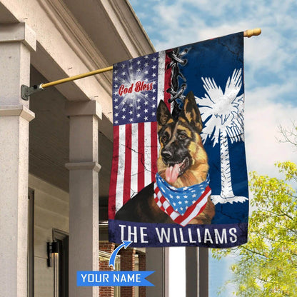 Personalized Dog Flags, South Carolina German Shepherd God Bless House Flag, Garden Flags Dogs, Dog House Flags