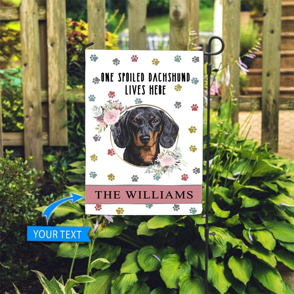Personalized Dog Flags, Spoiled Dachshund Lives Here Flag, Garden Flags Dogs, Dog House Flags