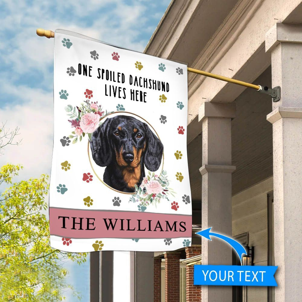 Personalized Dog Flags, Spoiled Dachshund Lives Here Flag, Garden Flags Dogs, Dog House Flags