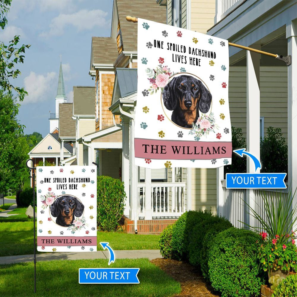 Personalized Dog Flags, Spoiled Dachshund Lives Here Flag, Garden Flags Dogs, Dog House Flags