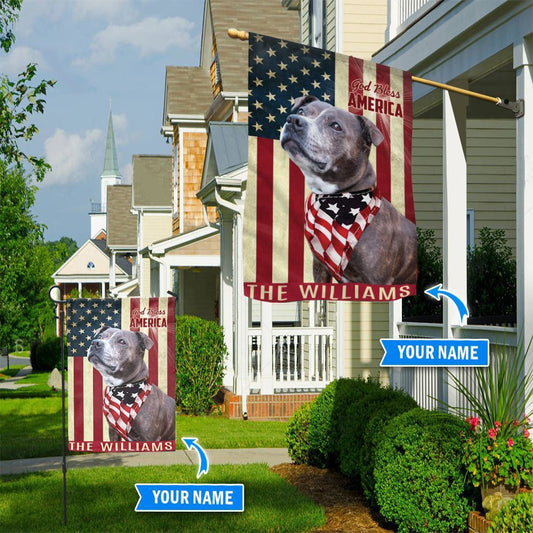 Personalized Dog Flags, Staffordshire Bull Terrier God Bless America Flag, Garden Flags Dogs, Dog House Flags