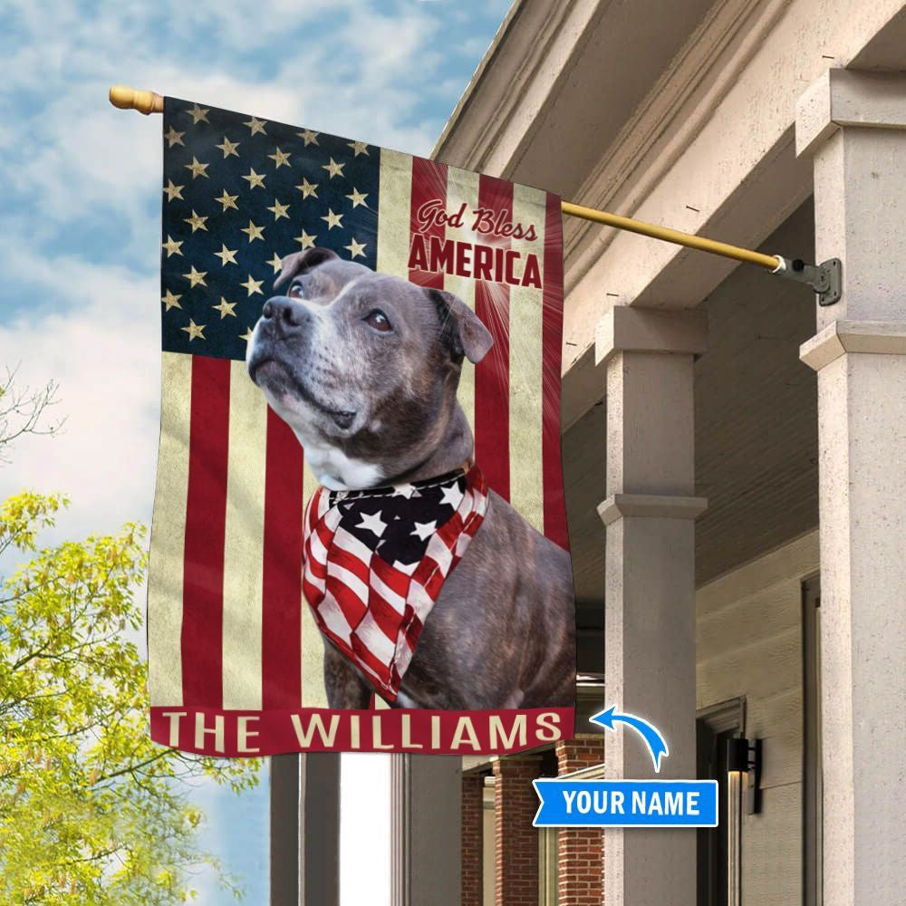 Personalized Dog Flags, Staffordshire Bull Terrier God Bless America Flag, Garden Flags Dogs, Dog House Flags