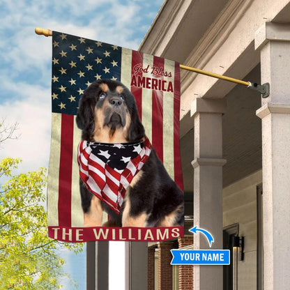 Personalized Dog Flags, Tibetan Mastiff God Bless America Flag, Garden Flags Dogs, Dog House Flags